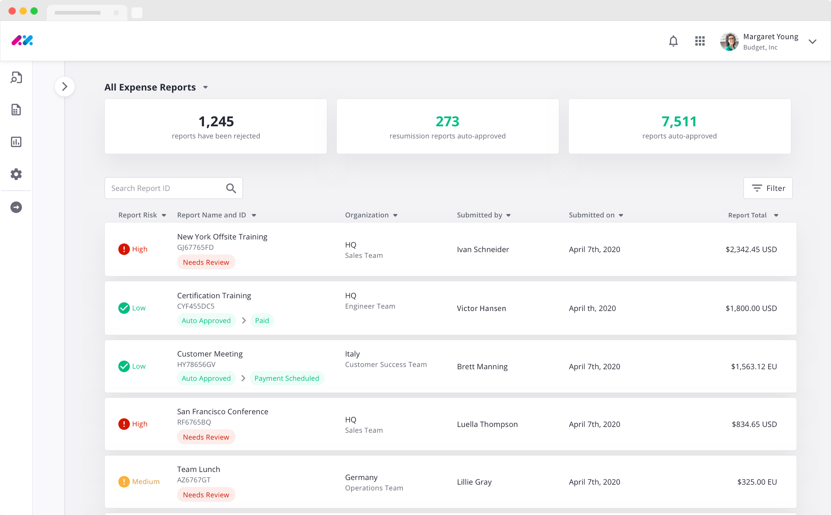 Expense workbench browser